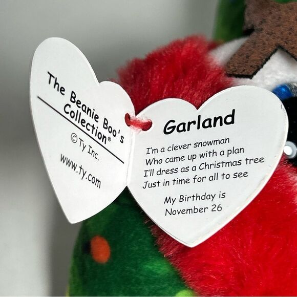 NWT TY Beanie Boos GARLAND the Christmas Tree Snowman Glitter Eyes - Picture 8 of 8